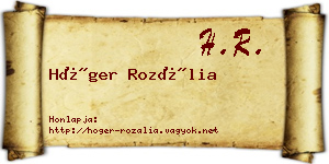 Höger Rozália névjegykártya